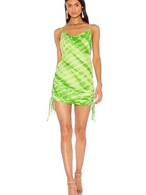 REVOLVE Lime Green Tie-Dye Slip Mini Dress
